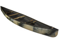 Angled view of the Old Town Discovery 158 Canoe in Camo