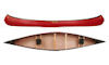 Top and side view of the Old Town Charles River 158 canoe in red