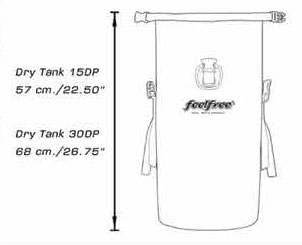 feelfree dry tank 15 & 30L dimensions