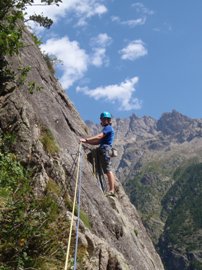 Emma multipitch climbing in the Alps
