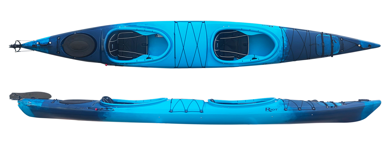 Riot Nomad 16.8 two-person kayak with rudder 
