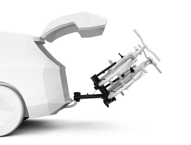 Epos 2 mounted on the towbar is easy to tilt for access to cargo spaces