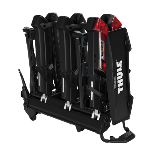 Thule Epos three bike carrier folds for compact storage