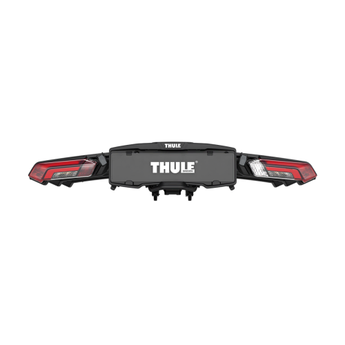 The highly visible numberplate and light cluster on the Thule Epos three bike carrier