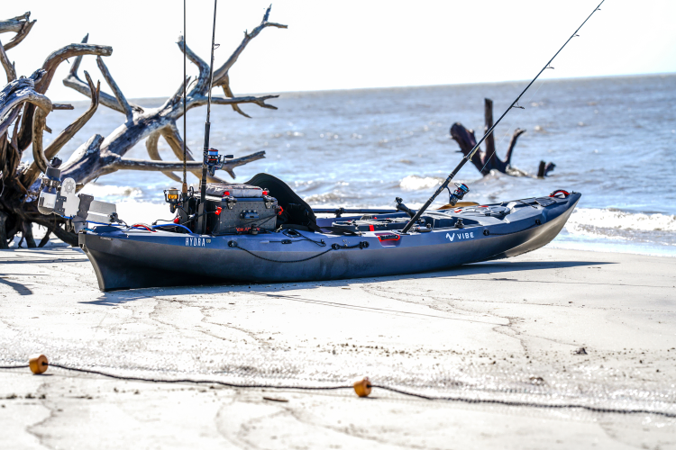 Vibe Kayaks Hydra 130 with Bixpy Motor ready for kayak fishing